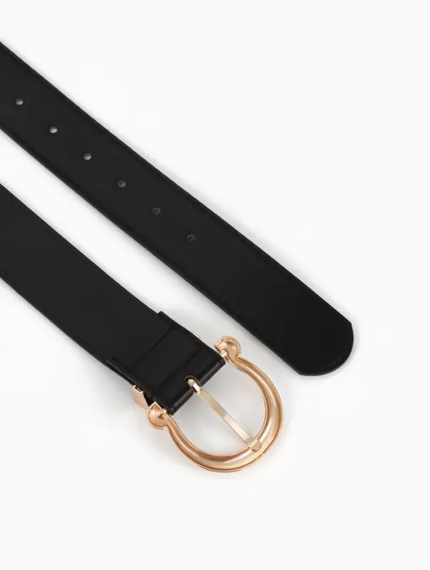 Ремень женский, 4&times;110 см, без винта, пряжка золотистая, 1 прокол, чёрный