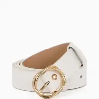 Ремень жен 05-01-01-01, Июнь2510, 2,9*0,3*110 см, без винта, пряж золото, 1 прокол, белый