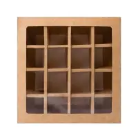 Коробка для 16 конфет, крафт 17.7&times;17.7&times;3.8 см