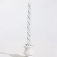 Свечи витые, 1.5&times;20 см, 4 шт., полоска, белый с серебром