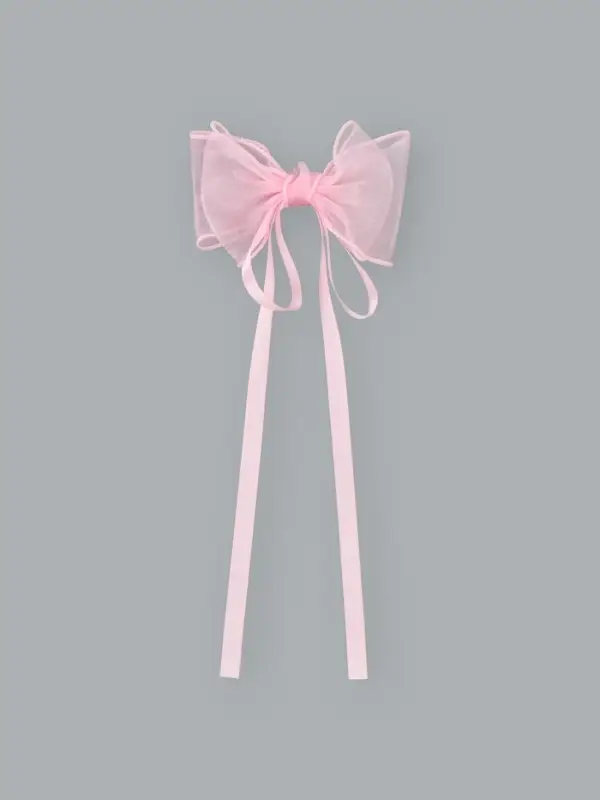 Бант для волос на заколке с лентами, розовый, Кошечка Мари