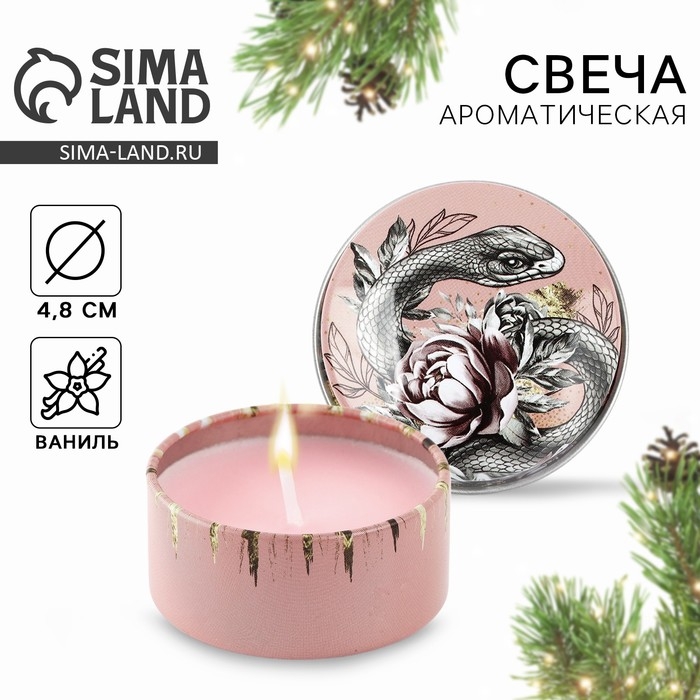 Свеча новогодняя в железной банке «Новый год: Змея«Новый год: аромат ваниль, 4.8 см Свеча новогодняя в железной банке «Новый год: Змея«Новый год: аромат ваниль, 4.8 см