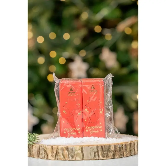 Свеча новогодняя, набор 2 шт., аромат мята и ваниль, 3&times;3&times;8 см