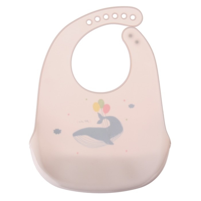 Нагрудник силиконовый, на кнопках, с карманом «Кит», цвет серый/белый Нагрудник силиконовый, на кнопках, с карманом «Кит», цвет серый/белый