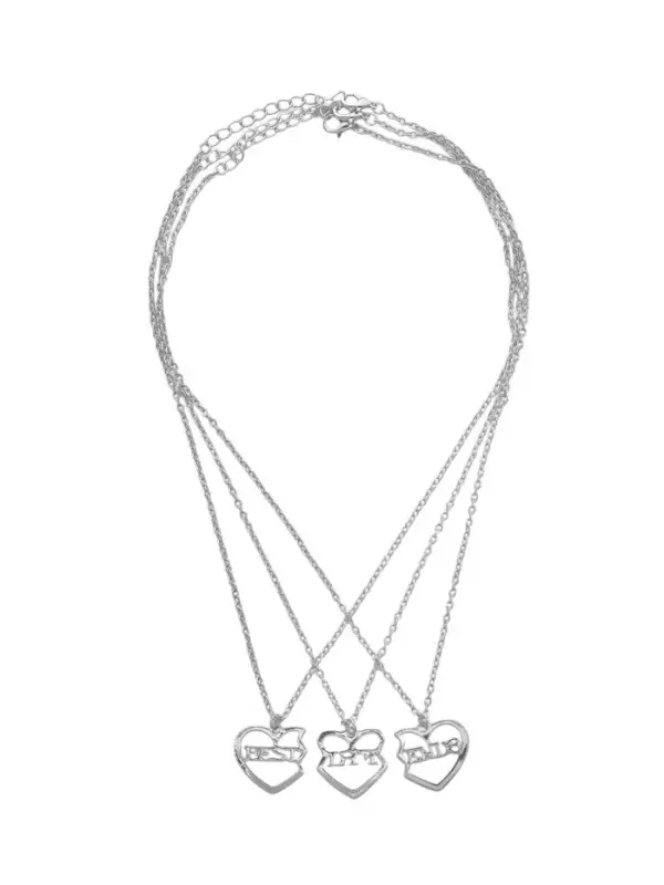 Кулоны на цепочке &laquo;Неразлучники&raquo;, с надписью best friends, 3 шт. цвет серебро, 40 см