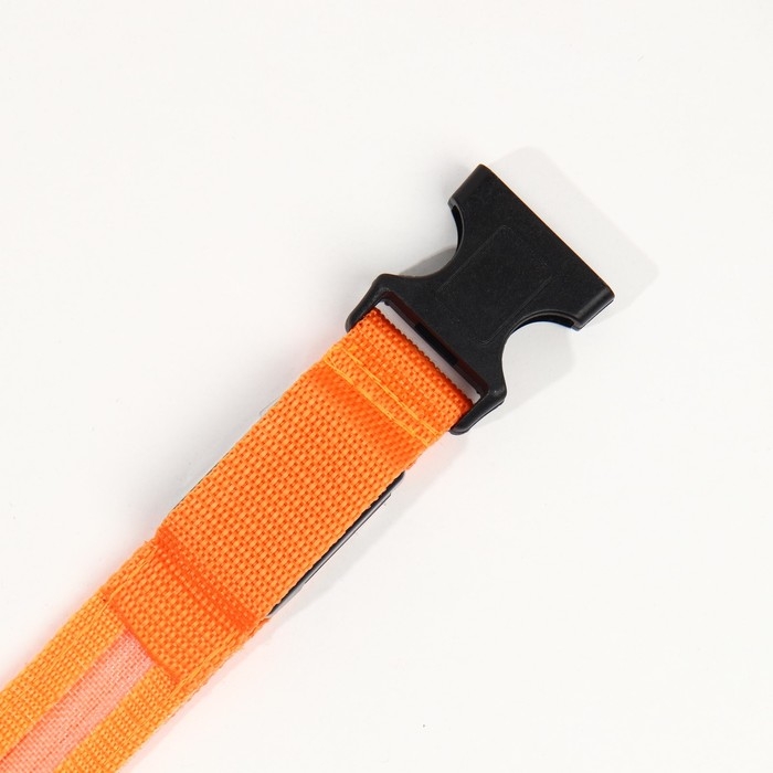 Ошейник с подсветкой размер XL, ОШ 52-60 х 2,5 см, 3 режима свечения оранжевый Ошейник с подсветкой размер XL, ОШ 52-60 х 2,5 см, 3 режима свечения оранжевый