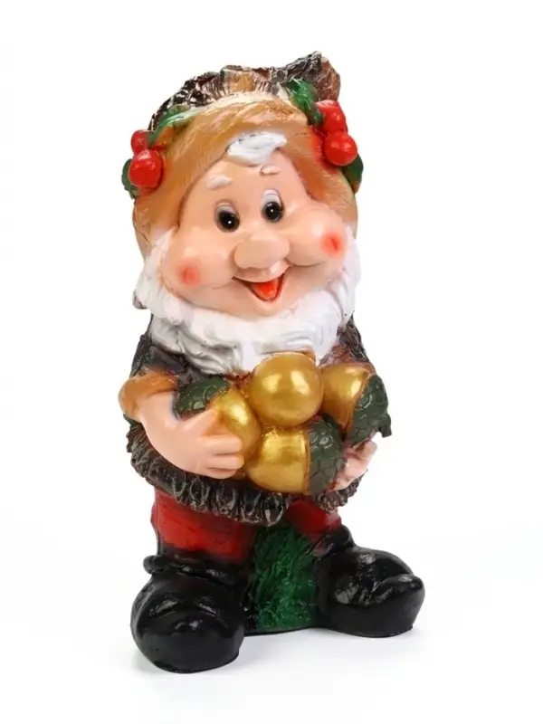 Садовая фигура из полистоуна &laquo;Гном с жёлудями&raquo;, 47&times;26 см