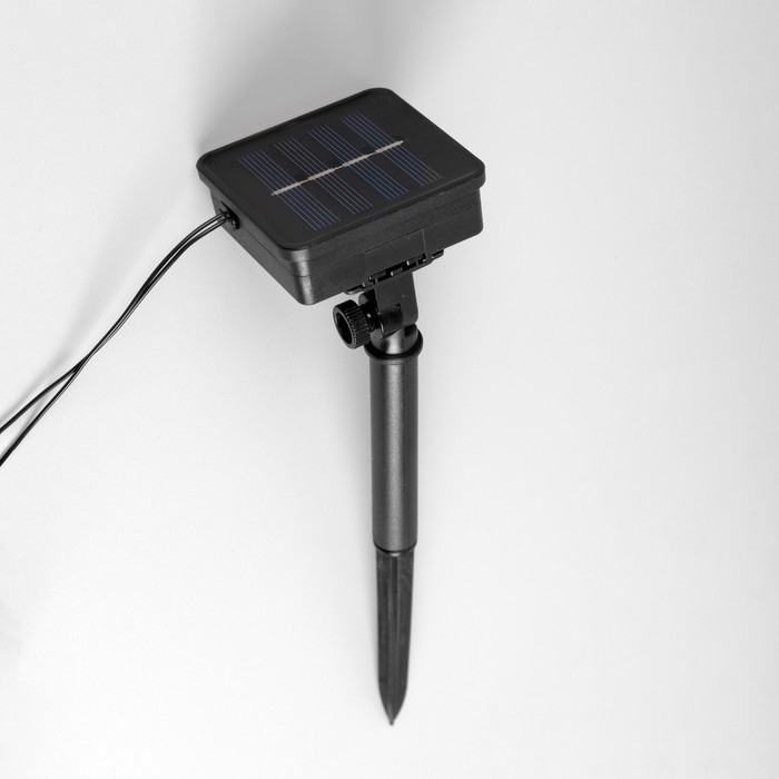 Гирлянда «Нить», 2.7 м, с насадкамив виде шаров, IP44, 10 LED, 8 режимов, солнечная батарея, тёмная нить, свечение белое