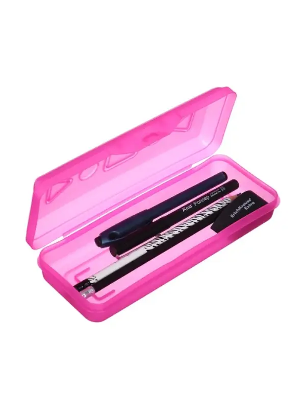 Пенал - футляр Calligrata &laquo;Школьный&raquo;, 80&times;205&times;38 мм, полупрозрачный. пластиковый, МИКС