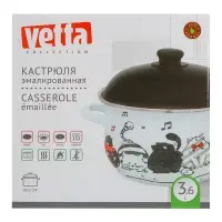 VETTA Хвостатые друзья Кастрюля эмалированная, 22см, 3,6л, индукция
