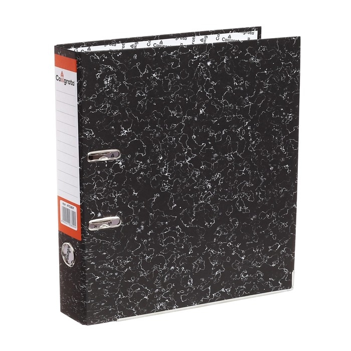 Папка-регистратор 50 мм, А4, Calligrata, эконом мрамор, нижний металлический кант, черная Папка-регистратор 50 мм, А4, Calligrata, эконом мрамор, нижний металлический кант, черная
