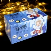 Гирлянда &laquo;Нить&raquo; 20 м, IP20, прозрачная нить, 200 LED, 8 режимов, 220 В, свечение тёплое белое