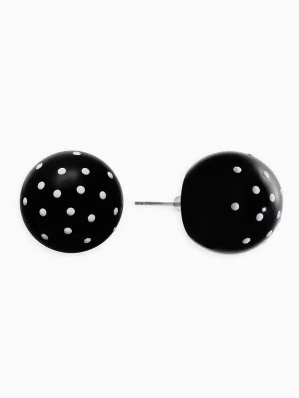 Серьги Серьги "Бусина" d=2см, в крапинку, цвет чёрный