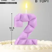 Свеча для торта &laquo;Цифра 2&raquo;, сиреневая