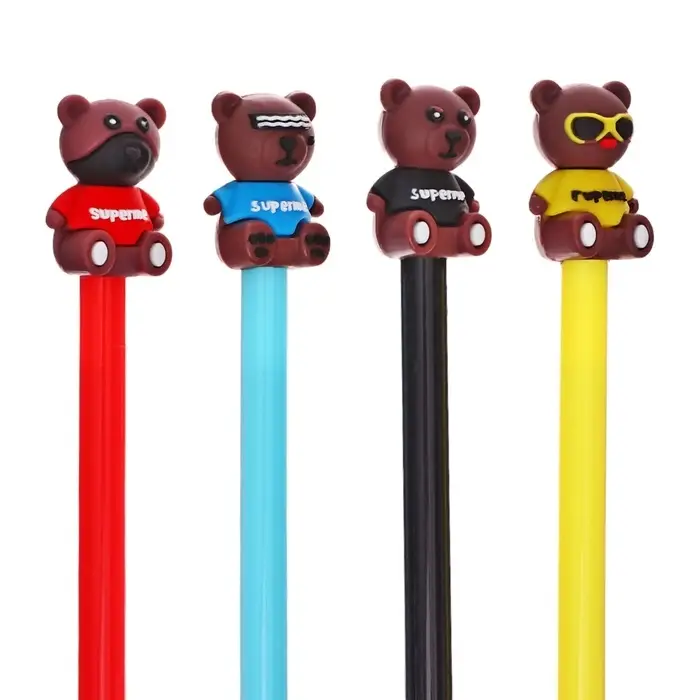 Ручка - прикол гелевая «Стильный медведь», синий стержень, МИКС