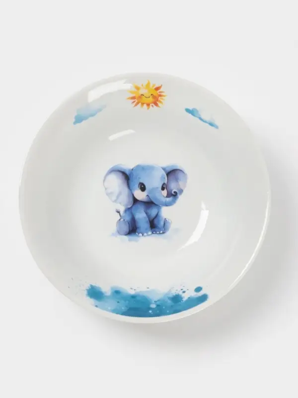 Миска детская Дулевский фарфор &laquo;Слоник&raquo;, 360 мл, d=15 см, белая