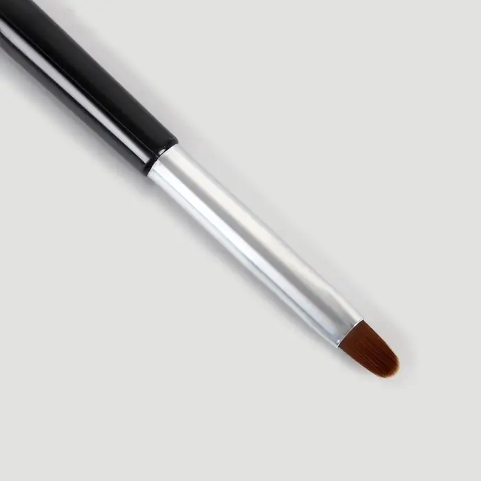 Кисть для наращивания и дизайна ногтей, двусторонняя, полуовал/точечная, 18.5 см, d=0.7 см, чёрная