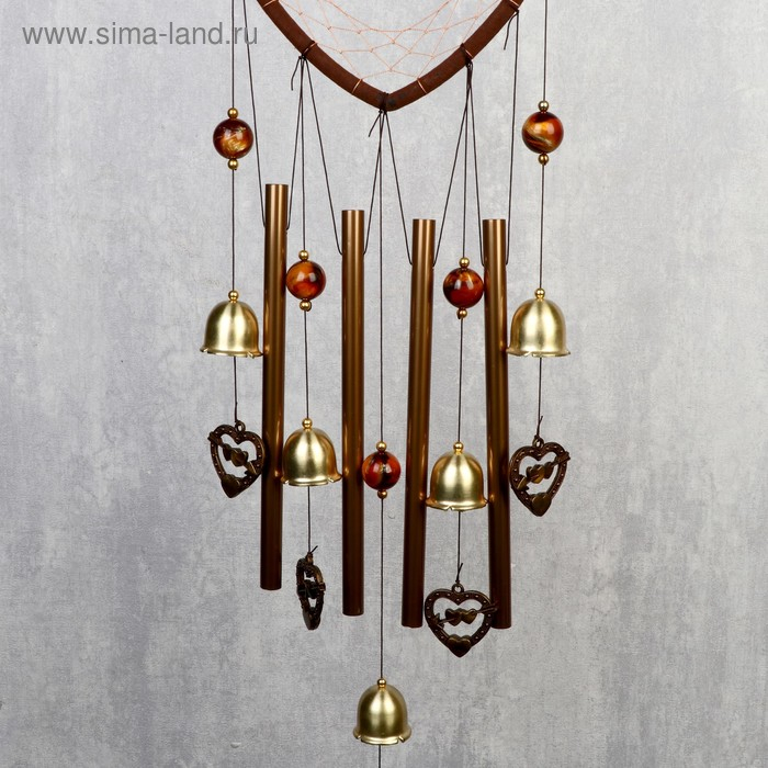 Музыка ветра металл Музыка ветра металл "Сердце с сердечками" 4 трубки 5 колокольчиков d=17 см длина 65 см