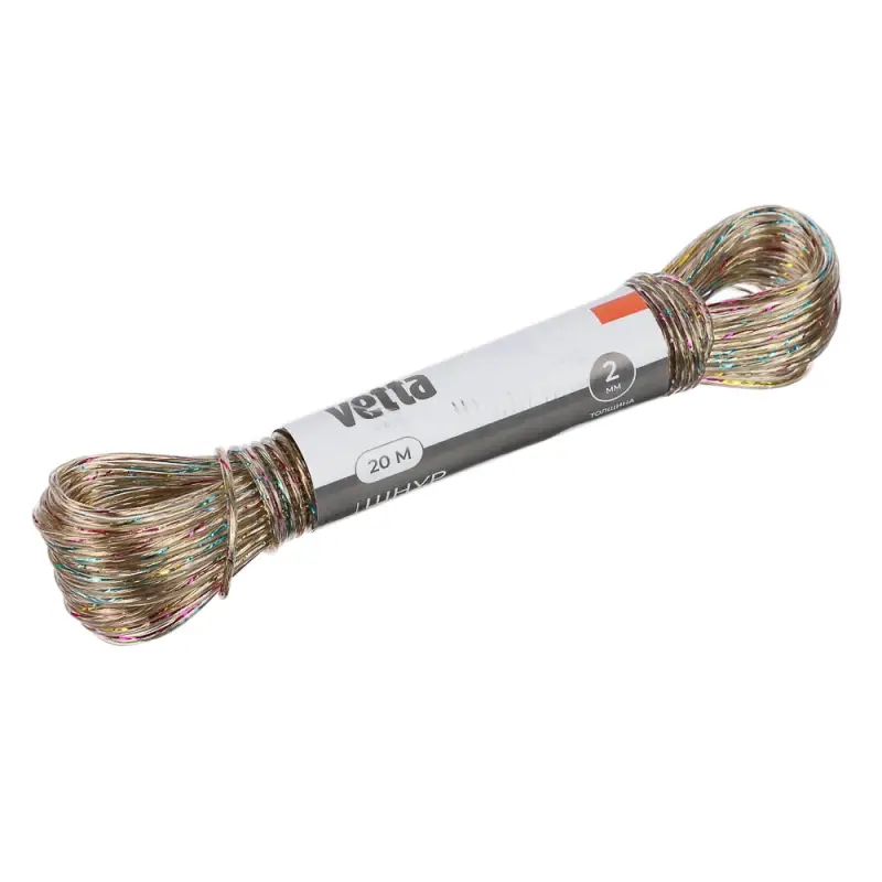 Шнур тм VETTA, с разноцветной металлической жилой 20м