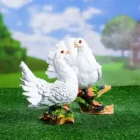 Садовая фигура из полистоуна &laquo;Голуби на коряге&raquo;, 37&times;18&times;37 см