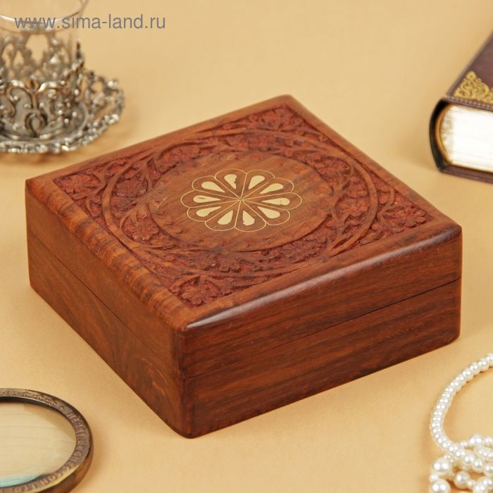 Шкатулка дерево резная  Шкатулка дерево резная "Капли" 15х15х6,5 см