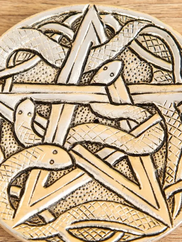 Подставка под благовония  Подставка под благовония "Пентакль и Змеи" алюминий 10,5 см