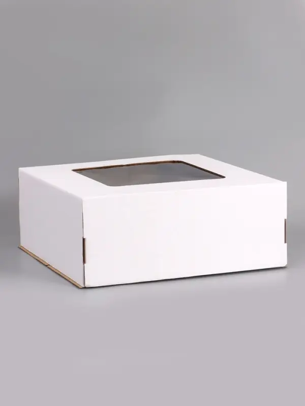 Коробка для торта, с окном, белая, 50&times;50&times;20 см