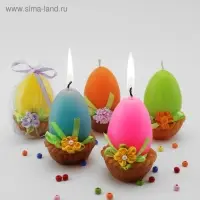 Декоративная свеча "Яйцо в корзинке", МИКС