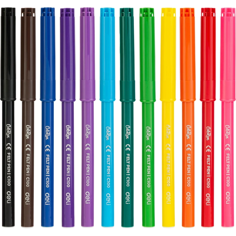 Фломастеры набор Deli  ColoRun вентилир. 12цв.пакет с европодвес., EC10003