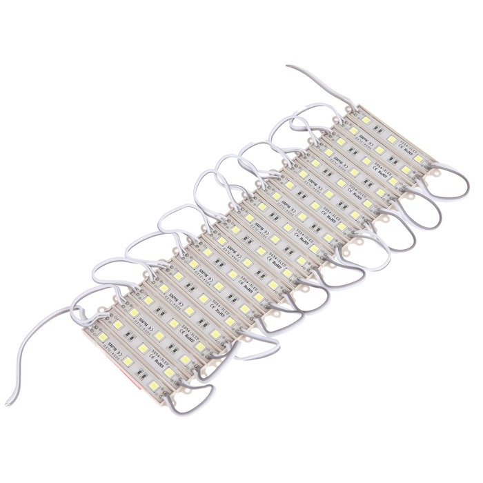 Светодиодный модуль SMD5054, 1.5 Вт, 3 LED, 135 Лм, IP65, 6500К, 12V, БЕЛЫЙ, набор 20 шт. Светодиодный модуль SMD5054, 1.5 Вт, 3 LED, 135 Лм, IP65, 6500К, 12V, БЕЛЫЙ, набор 20 шт.