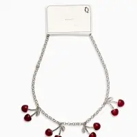 Цепь с подвесками "Вишня", 40+удл, цвет красный в серебре
