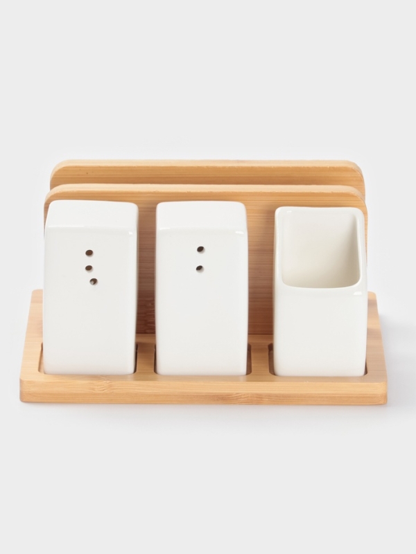 Набор для специй на подст 4 шт Набор для специй на подст 4 шт "BellaTenero" , солонка, перечница, салфетница, зубочист