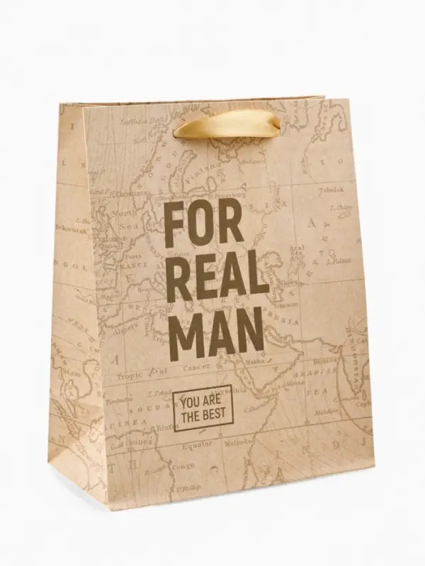 Пакет подарочный крафтовый, упаковка, «For real man», MS 18 х 23 х 10 см Пакет подарочный крафтовый, упаковка, «For real man», MS 18 х 23 х 10 см