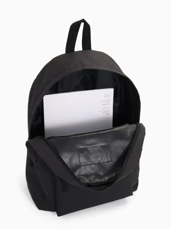 Рюкзак школьный на молнии, с карманом, размер 30&times;14&times;41 см, чёрный