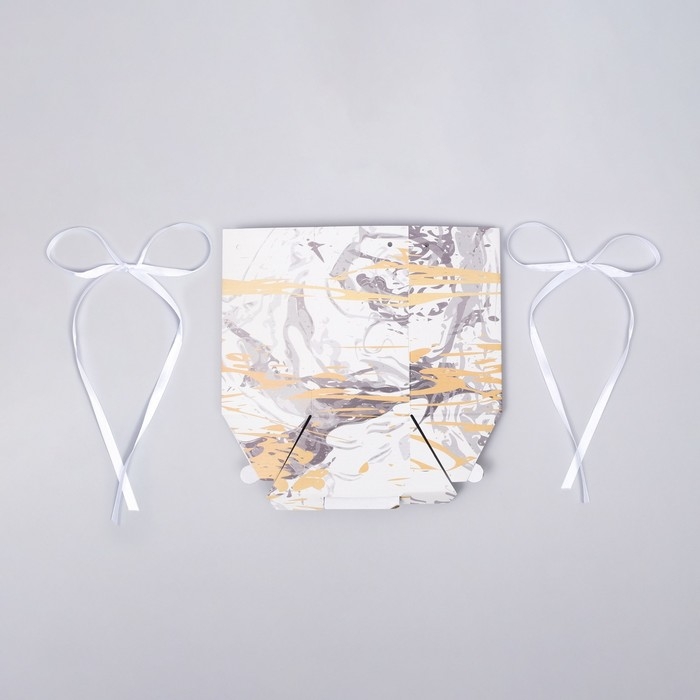 Коробка, складная, белый мрамор, "Шестигранник", 17 × 14,8 × 19,5 см