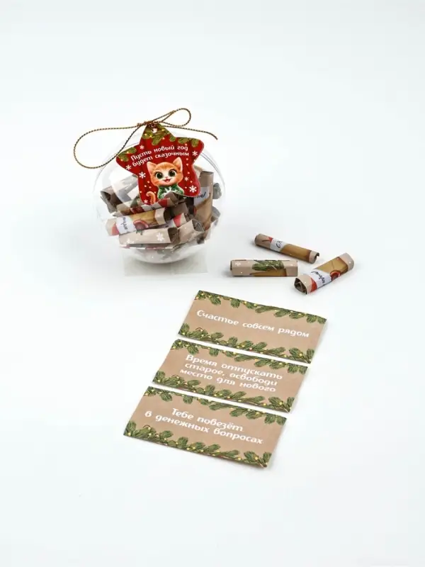 Подвеска ёлочная игрушка со свитками « Новогодний котик», 30 свитков Подвеска ёлочная игрушка со свитками « Новогодний котик», 30 свитков