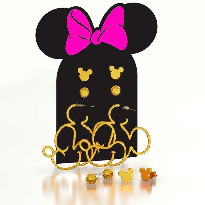 Серьги, набор украшений &laquo;Минни Маус&raquo;, золотой