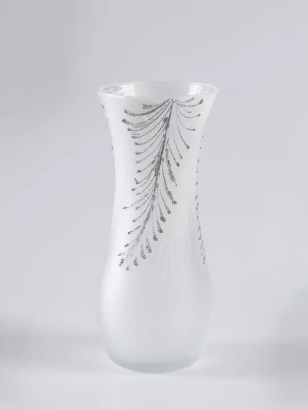 Ваза &laquo;Креман&raquo;, перья, h=26 см, стекло, белая
