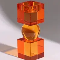 Подсвечник хрустальный &laquo;Хайли&raquo;, 4.8&times;4.8&times;13.8 см, янтарный