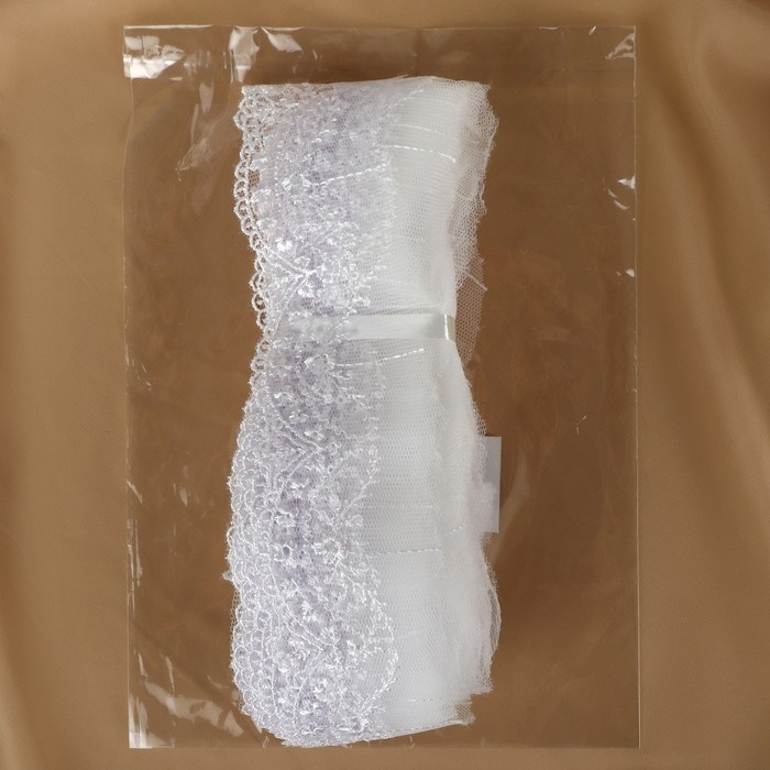 Кружево на сетке, 50 мм × 11 ± 1 м, цвет белый Кружево на сетке, 50 мм × 11 ± 1 м, цвет белый