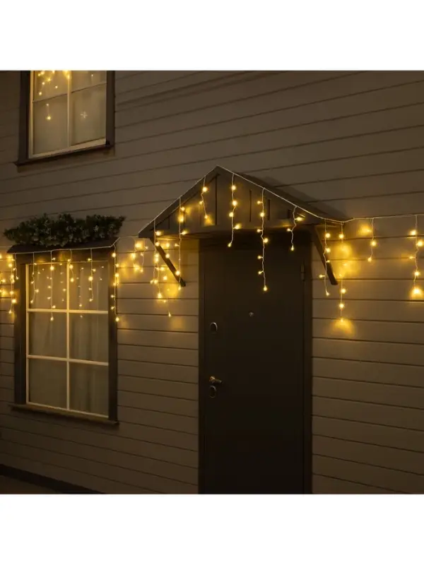 Гирлянда &laquo;Бахрома&raquo; 25&times;0.7 м, IP44, УМС, белая нить, 450 LED, свечение тёплое белое, 220 В