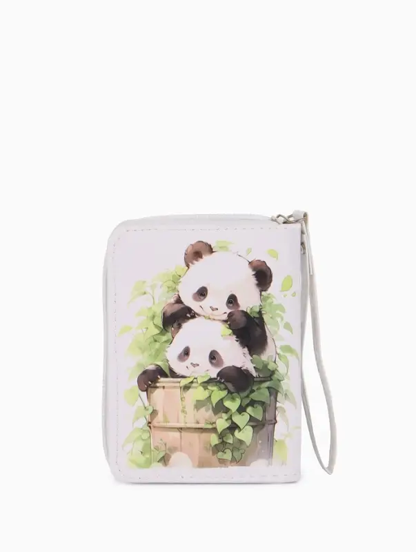Кошелёк на молнии &laquo;Пандочки&raquo;, 12&times;1.5&times;9 см, с принтом, белый