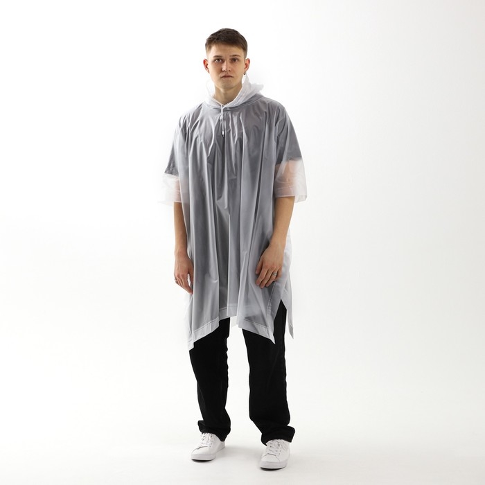 Дождевик взрослый пончо «Кроме, как из себя, и выйти-то некуда», оверсайз, 44-52, 97 х 120 см, цвет белый Дождевик взрослый пончо «Кроме, как из себя, и выйти-то некуда», оверсайз, 44-52, 97 х 120 см, цвет белый