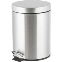 Ведро мусорное стальное 5л кругл сереб с пед и крышк матов 210х290мм _5L-NN
