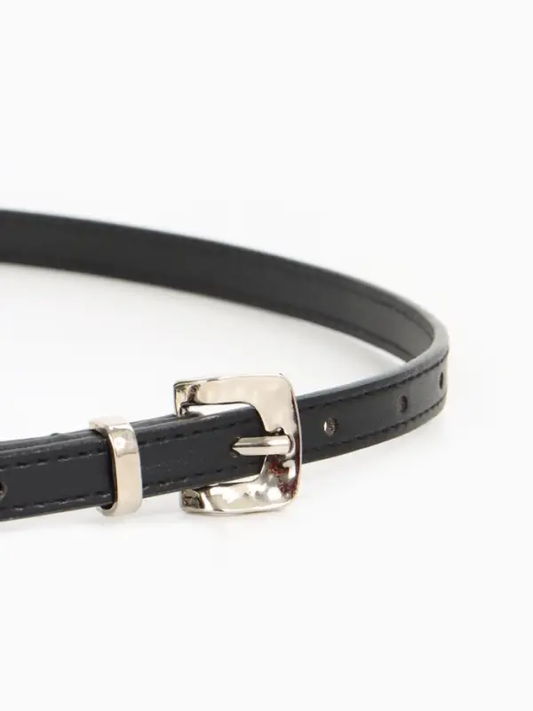 Ремень женский тонкий, 110&times;1.3 см, с пряжкой металл, чёрный