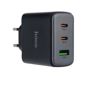 Переходник сетевого зарядного устройства на 2 Type-C PD65W + USB QC3.0 C160A HOCO черное