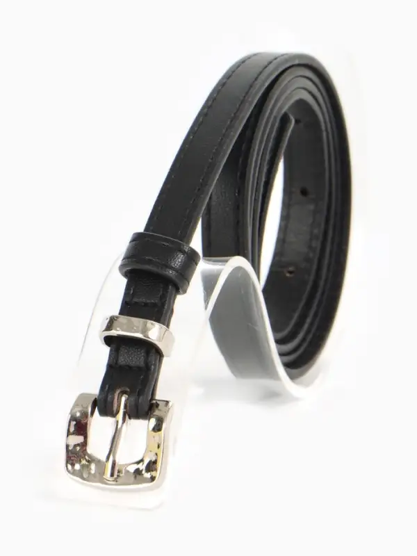 Ремень женский тонкий, 110&times;1.3 см, с пряжкой металл, чёрный