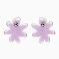 Серьги пластик "Цветочек летний" с блёсткой, цвет фиолетовый