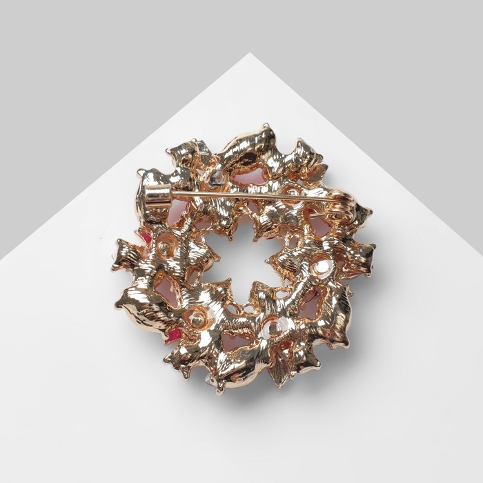 Брошь «Круг витой», цвет малиновый в золоте Брошь «Круг витой», цвет малиновый в золоте