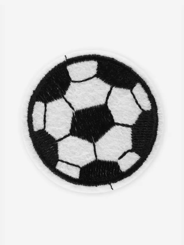 Термоаппликация &laquo;Футбольный мячик&raquo;, d=5.1 см, белая, чёрная